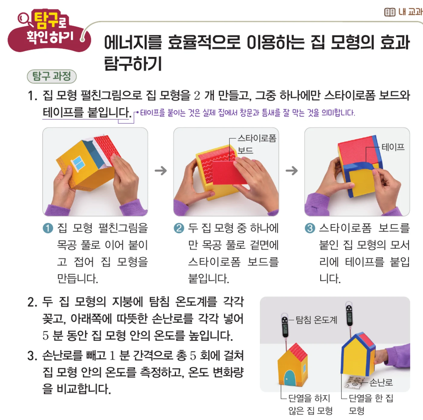 단열한 집과 단열하지 않은 집 모형 실험 과정